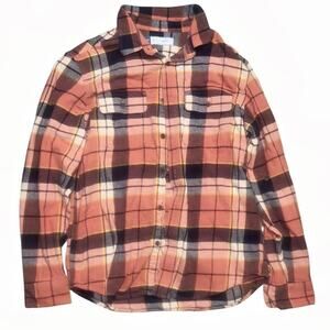 Old Navy Flannel Shirt – Rust Charcoal Gold Plaid M